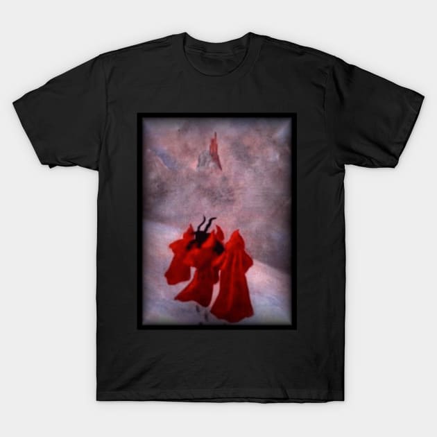 Aleister Crowley - Four Red Monks Carrying A Goat Across The Snow To Nowhere. T-Shirt by OriginalDarkPoetry